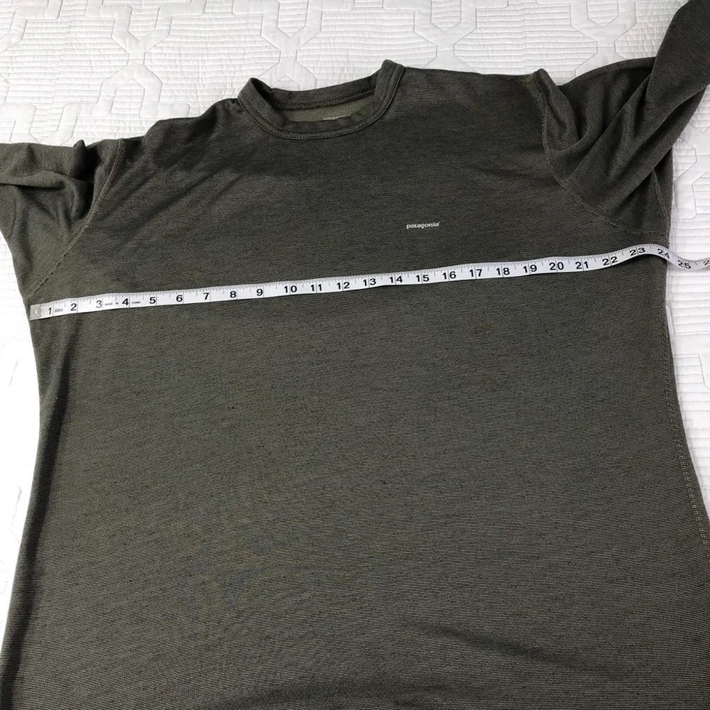 Sold* Patagonia Capilene Shirt Mens Size Large Long Sleeve Olive Green Base Laye - Picture 10 of 11